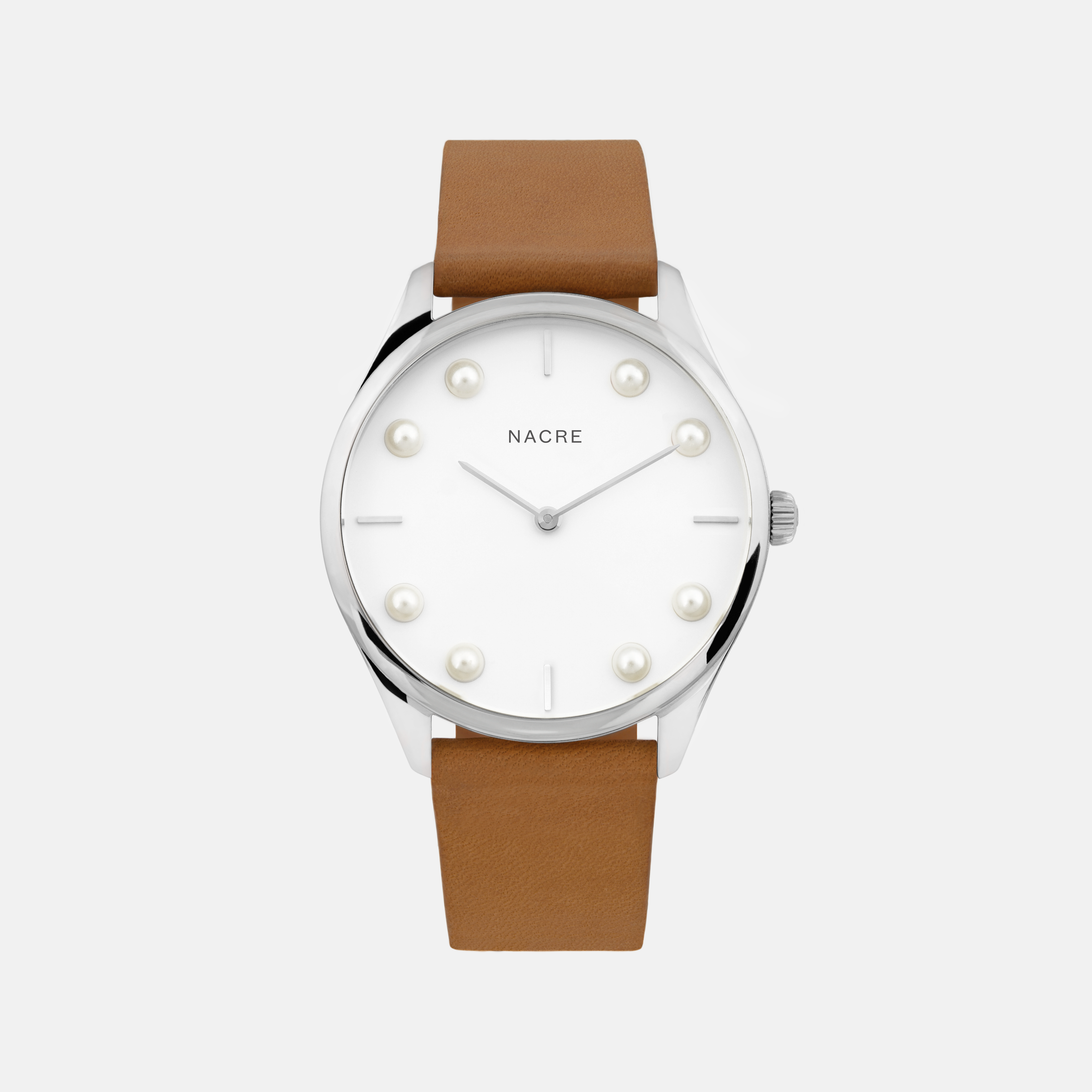 Lune 8 - Stainless Steel - Saddle Leather